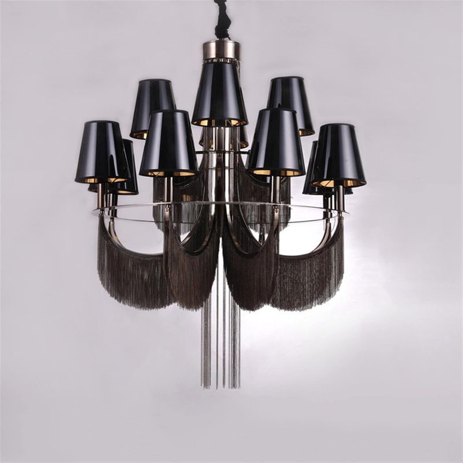 Modern Luxury Chandelier - 12-Light Black Crystal Ceiling Light Fixture for Dining Room, Kitchen, Bedroom, Wedding & Party Decor | Elegant Tassel Design for Home Lighting & Interior Design