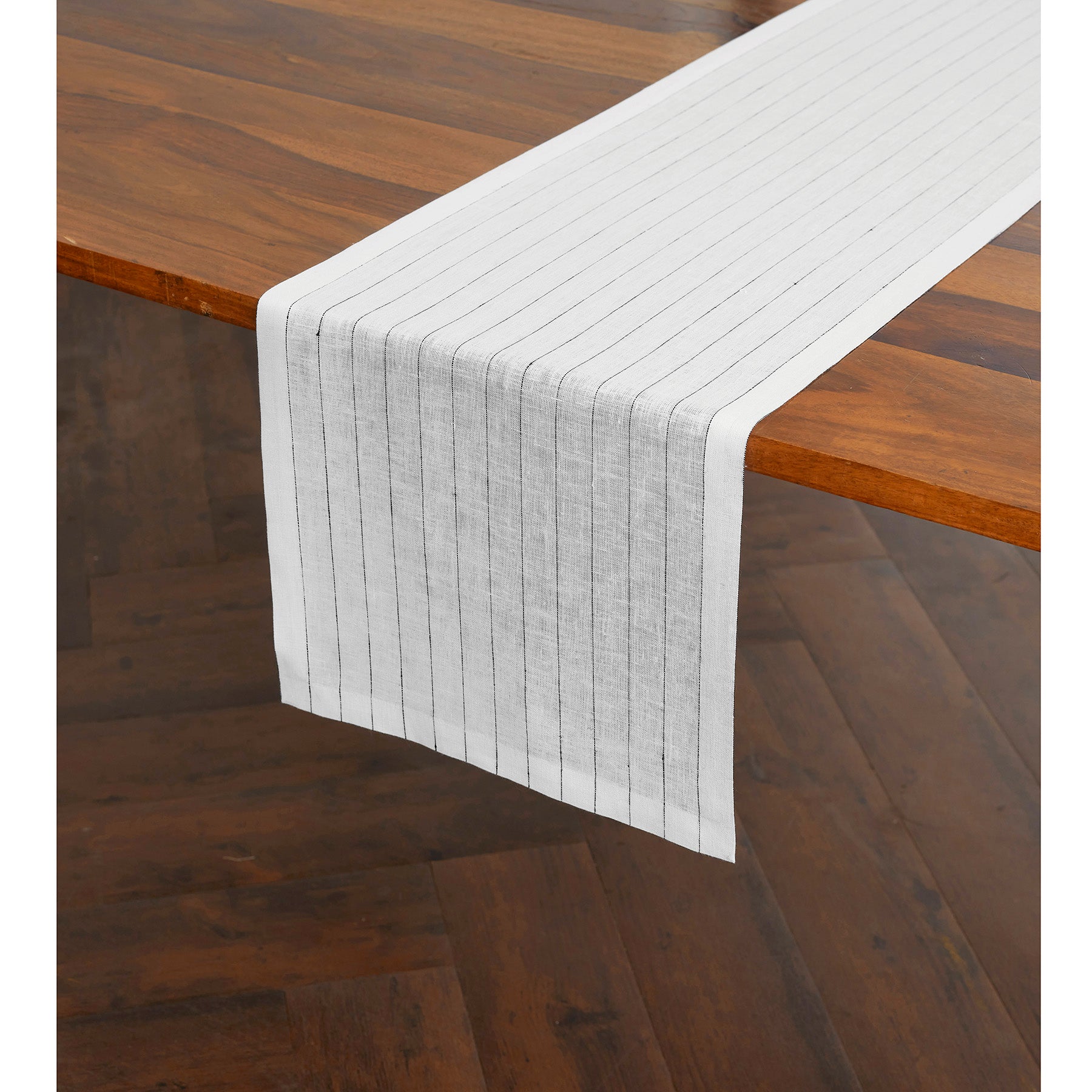 Elegant Pinstripe Table Runner - Premium Linen Dining Table Decor for Weddings, Parties & Holiday Gatherings - Perfect for Formal & Casual Dining Settings