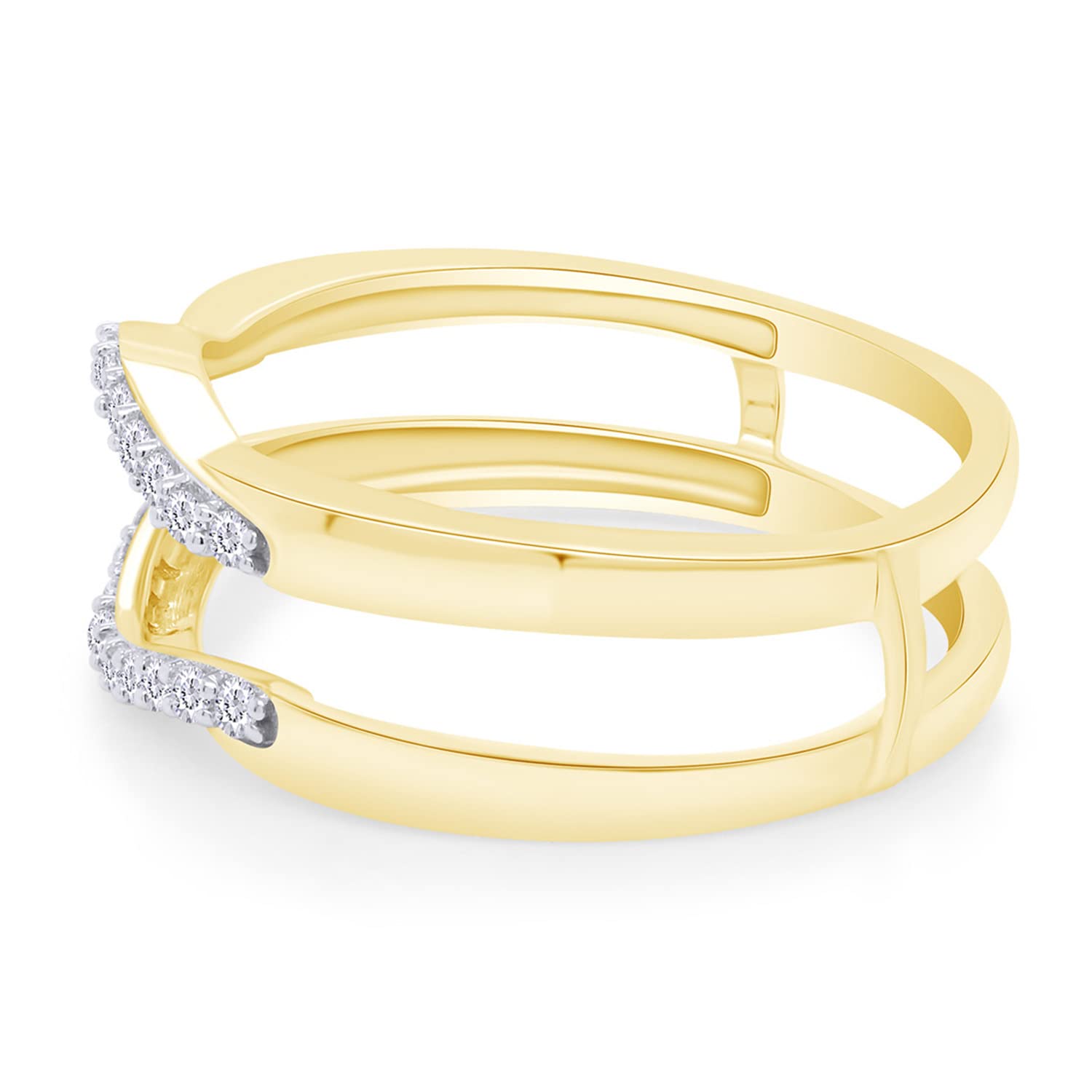 1/5 Carat Round Cut White Natural Diamond Enhancer Guard Wrap for Wedding Bands & Engagement Rings - 14k Gold Over Sterling Silver (0.20 Cttw, I-J Color, I2-I3 Clarity) - Perfect for Bridal Jewelry, Anniversary Gifts & Special Occasions