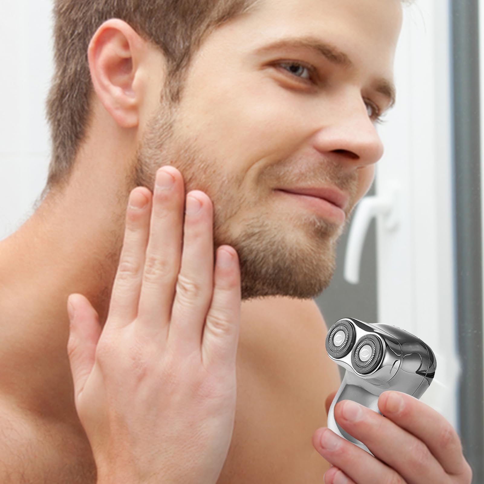 Premium Electric Travel Razor - Waterproof USB Rechargeable Shaver for Men, Portable Wet/Dry Shaving with Travel Case - Perfect for Camping, Business Trips & On-the-Go Grooming (Silver)
