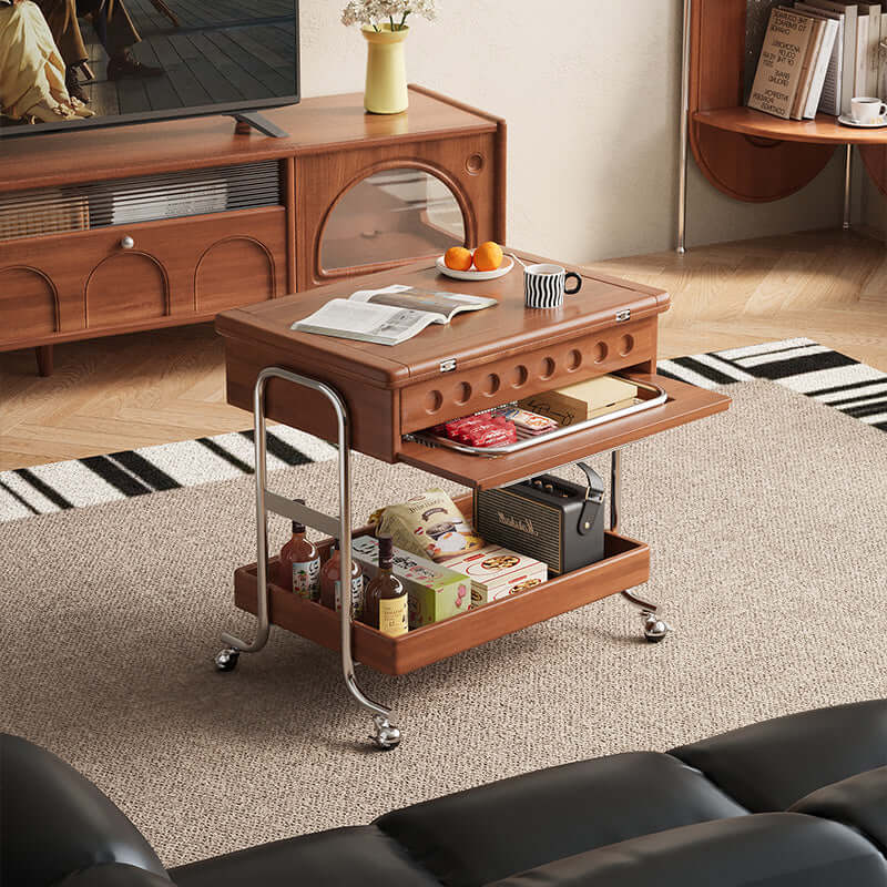 Versatile Movable Coffee Table & Mini Dining Table with Storage - Space-Saving Transformable Design for Small Apartments, Living Rooms & Dorm Rooms