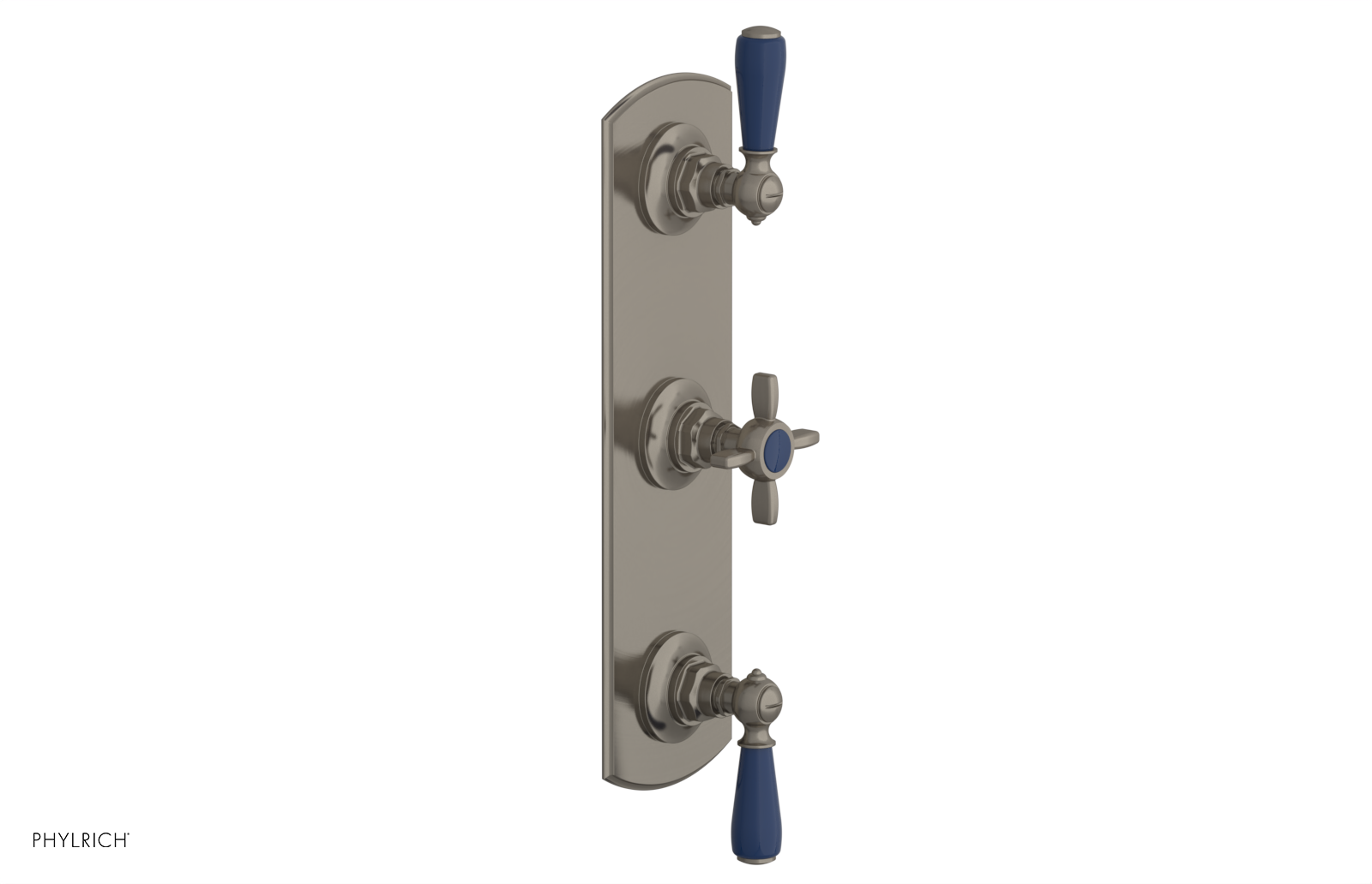 Jamestown Thermostatic Shower Valve with Dual Volume Control - Navy Blue Accents (Model 4-740) for Modern Bathroom & Spa Experience