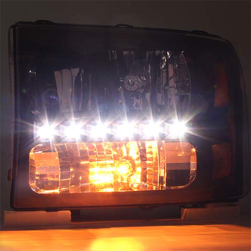 AKKON Black LED Headlights & Tail Lights Replacement for Ford F250 F350 Super Duty - Left & Right Pair - Off-Road, Night Driving & Custom Truck Upgrade