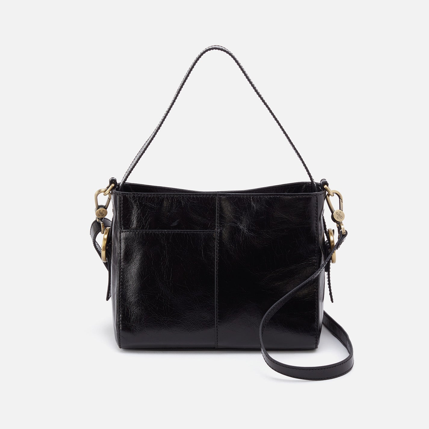 Stylish Black Polished Leather Small Crossbody Bag - Perfect for Everyday Use, Travel & Casual Outings