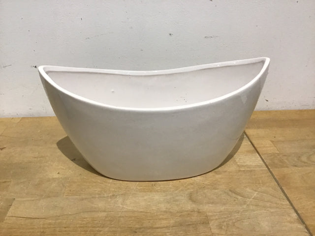 12.5 Inch White Ceramic Flower Pot - Modern Home & Office Decor for Plants, Succulents, and Indoor Greenery