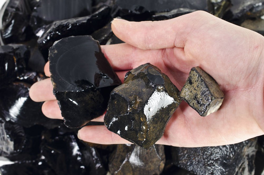 1 lb Assorted Raw Obsidian Rough Stones from Mexico - Natural Volcanic Glass for Crystal Healing, Jewelry Making & Home Decor