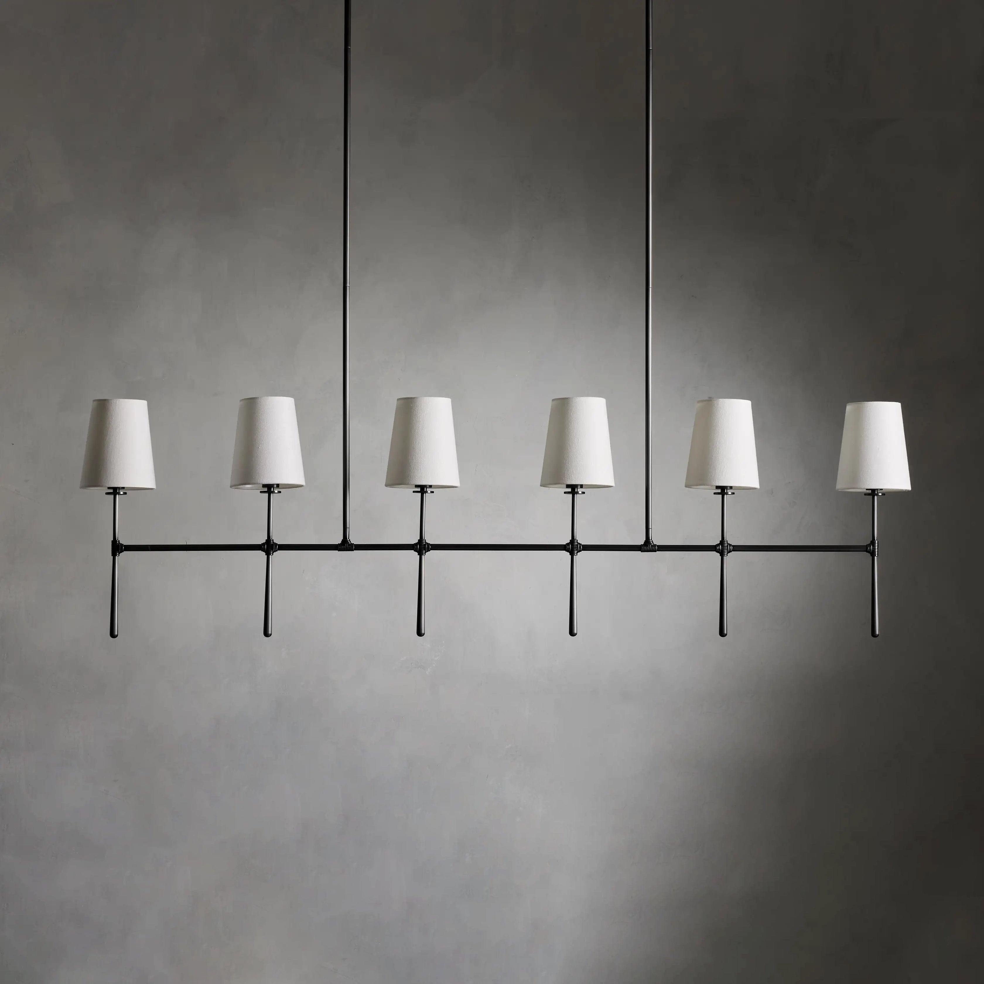 Modern Rhodes Linear Chandelier - Sleek 6-Light LED Pendant Lighting Fixture for Dining Room, Kitchen Island & Contemporary Home Decor | Dimmable, Gold Finish, Easy Installation