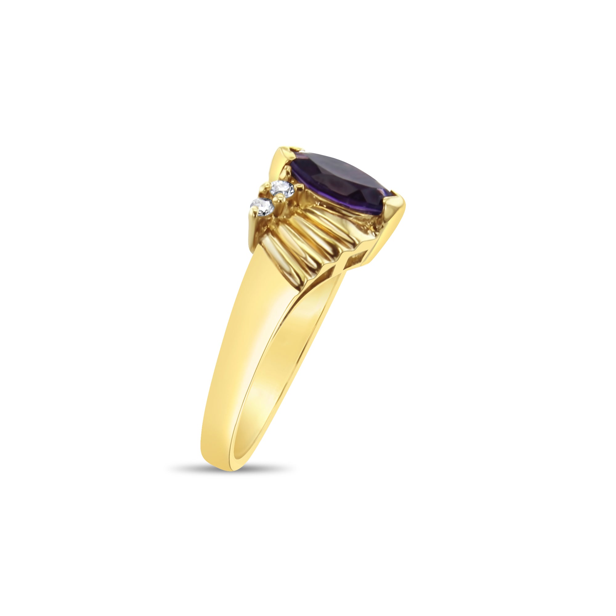 14K Yellow Gold Marquise Amethyst Ring for Women | Elegant Vintage Jewelry Gift for Anniversary, Birthday & Special Occasions