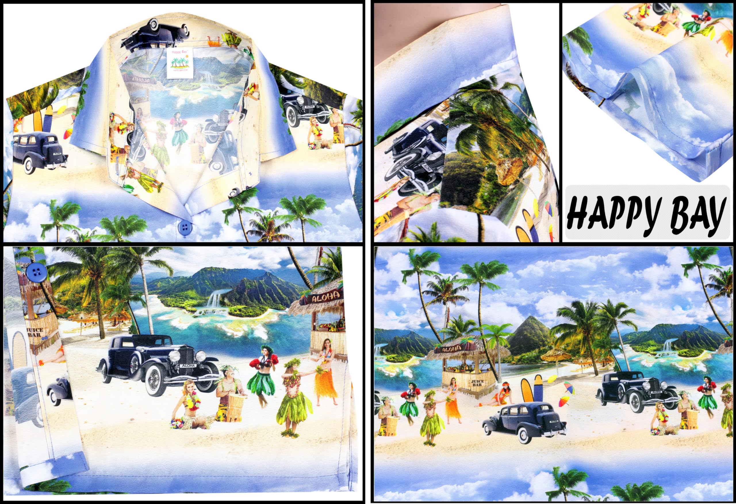 Happy Bay Women's Short Sleeve Hawaiian Shirt - Tropical Floral Print Beach Blouse for Summer Vacation, Pool Party & Casual Outfit