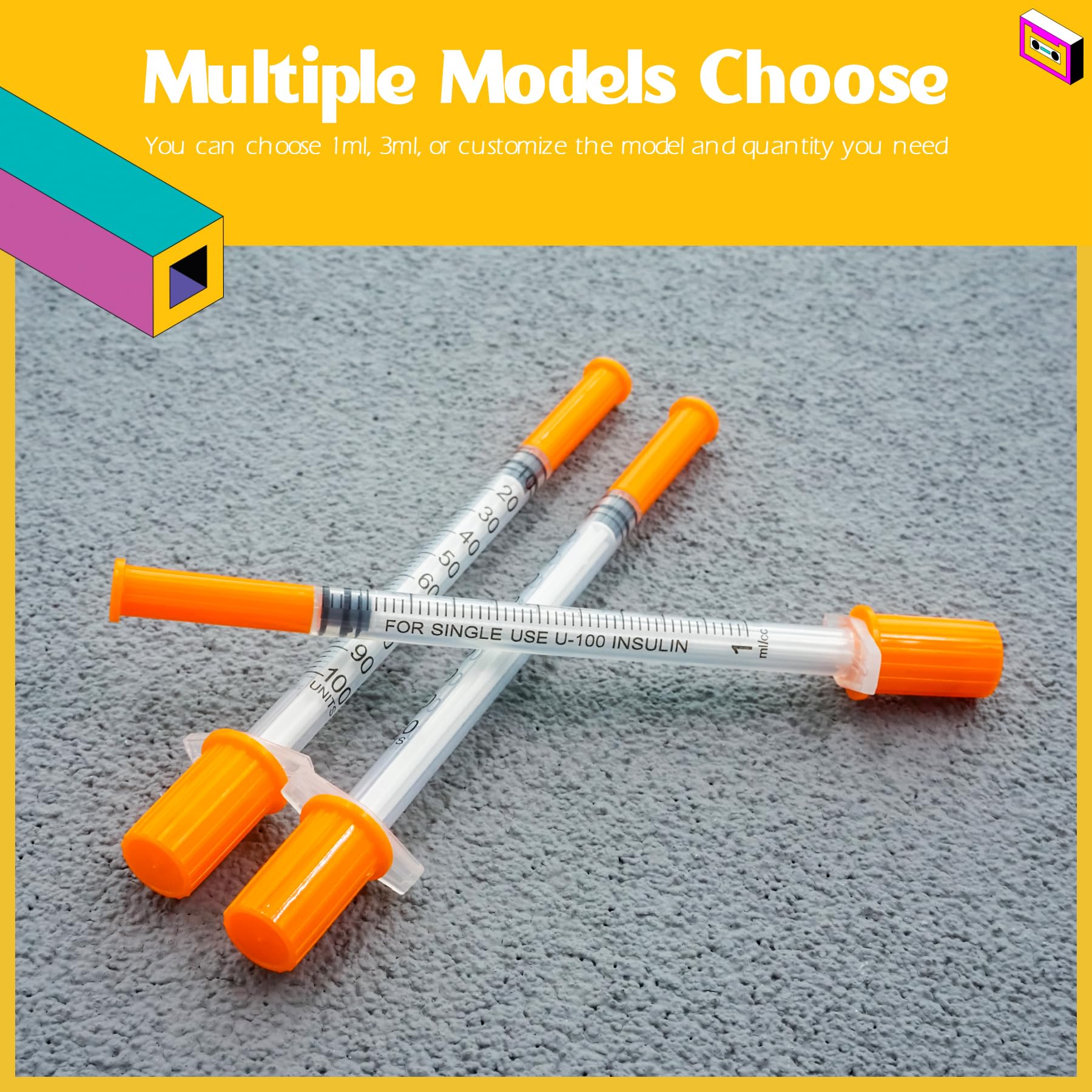 U-100 30 Gauge 1/2cc 5/16 inch (8mm) Insulin Syringes - Pack of 100 | Disposable Needles for Diabetes, Pets, and Medical Use | Precise Dosing for Injections and Vaccinations
