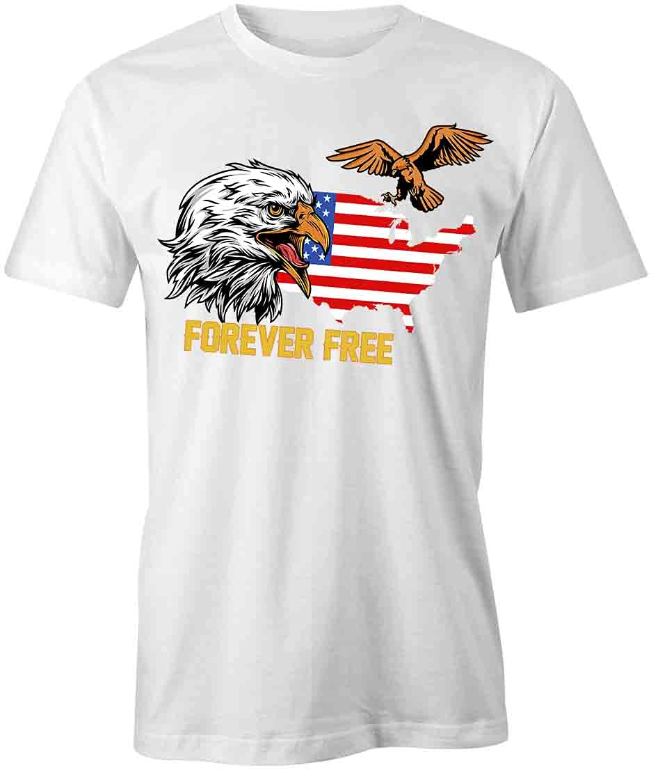 Forever Free American Flag Eagle Graphic T-Shirt | Patriotic Printed Tee for Men & Women | Perfect for 4th of July, Memorial Day & Veterans Day Celebrations