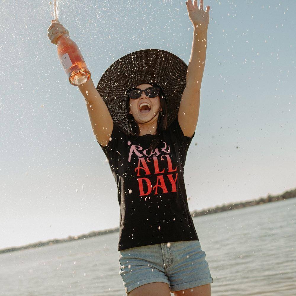 Women's Slim Fit Rosé All Day T-Shirt - Black | Casual Wear, Lounge & Everyday Outfits