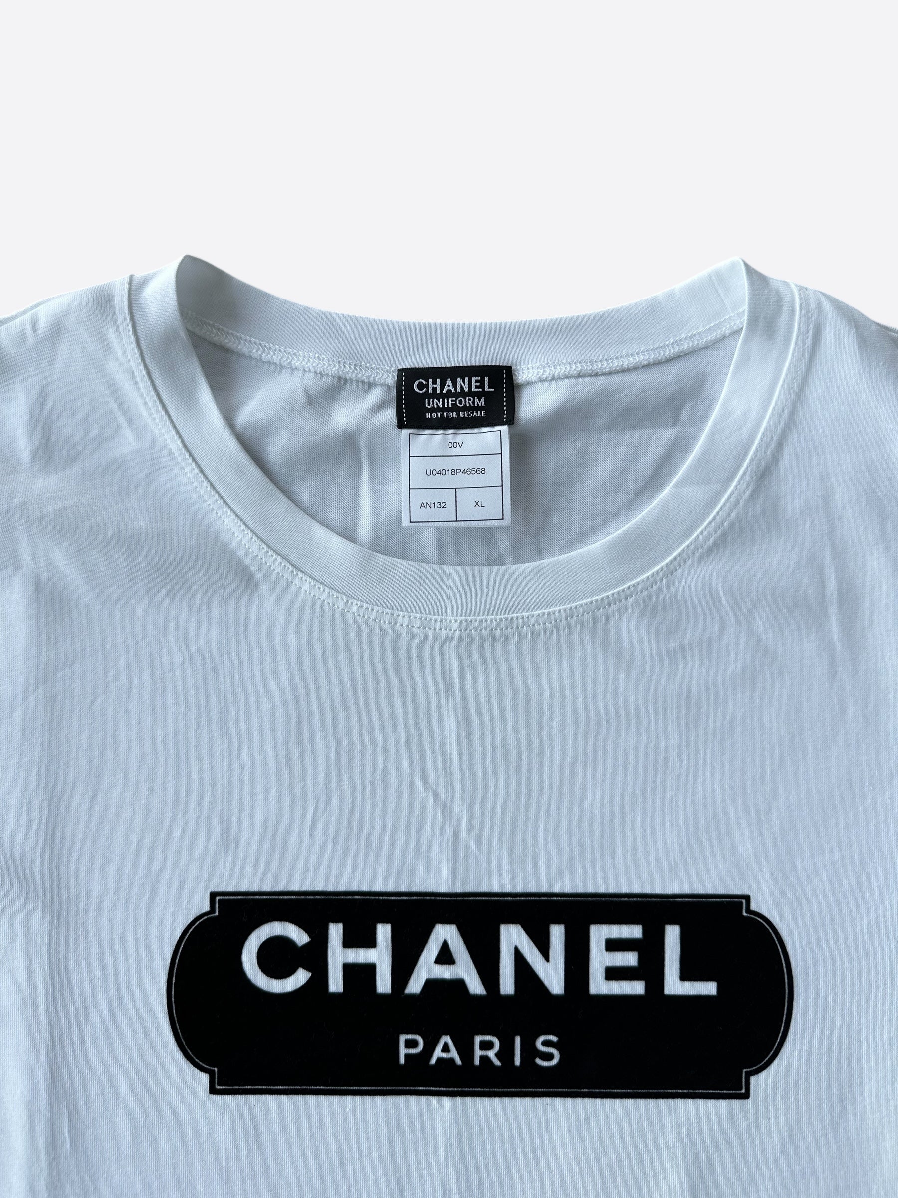 Chanel White and Black Logo T-Shirt for Women - Classic Luxury Cotton Tee for Casual Wear, Street Style & Everyday Outfits