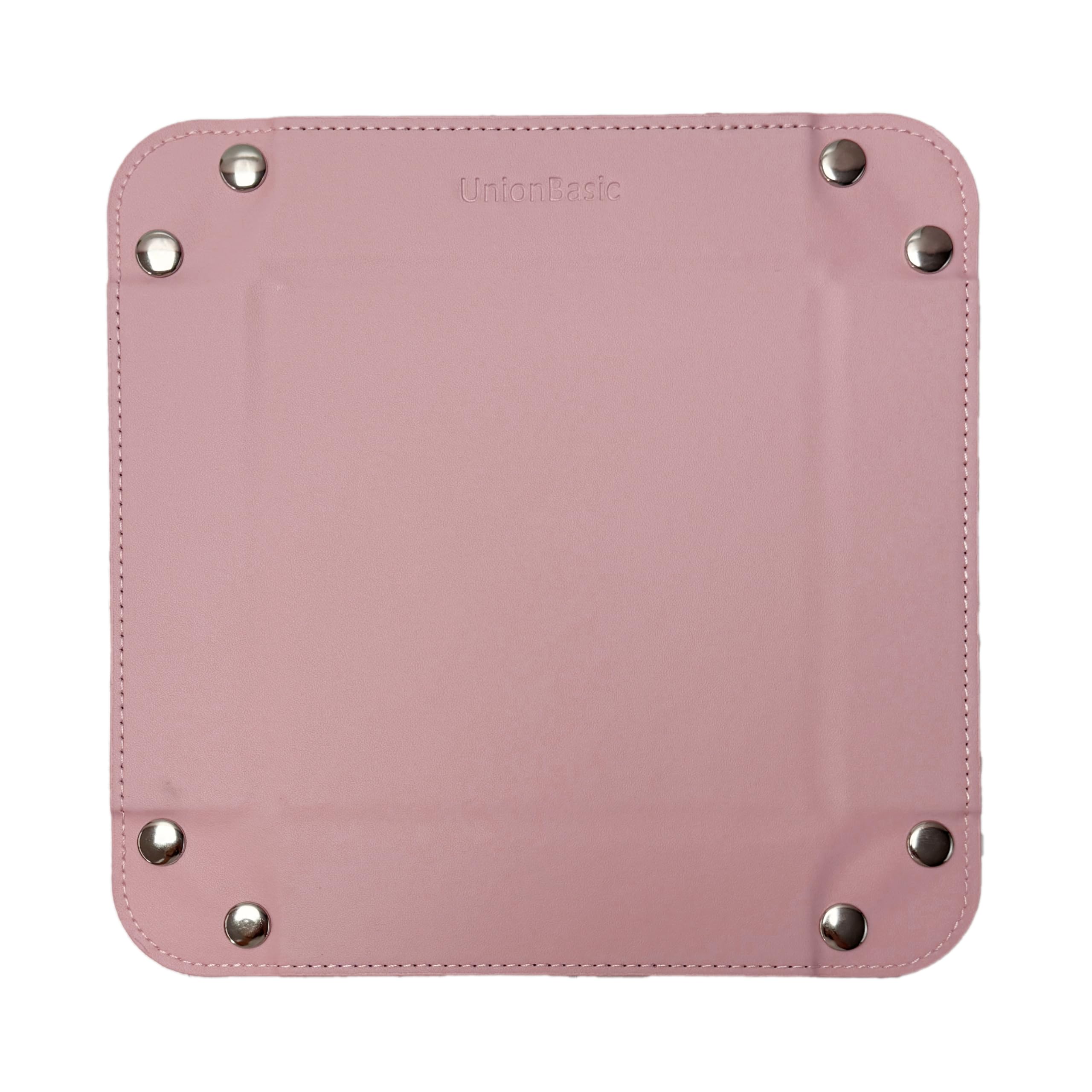 UnionBasic Small Valet Tray - Jewelry Organizer for Rings, Watches & Earrings | Entryway Catchall for Keys, Coins & Change | Nightstand Bedside Valet Holder | Electronic Gadgets & Candy Storage | Perfect for Home, Office & Travel Use - Candy Pink