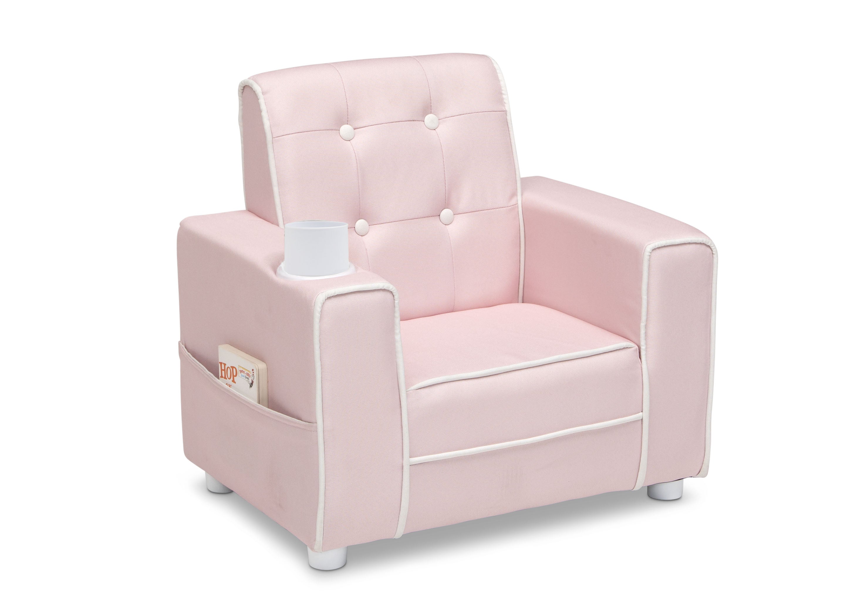 Chelsea Kids Upholstered Chair with Cup Holder - Comfortable Children's Armchair for Reading, Gaming & Relaxing - Perfect for Bedroom, Playroom or Nursery