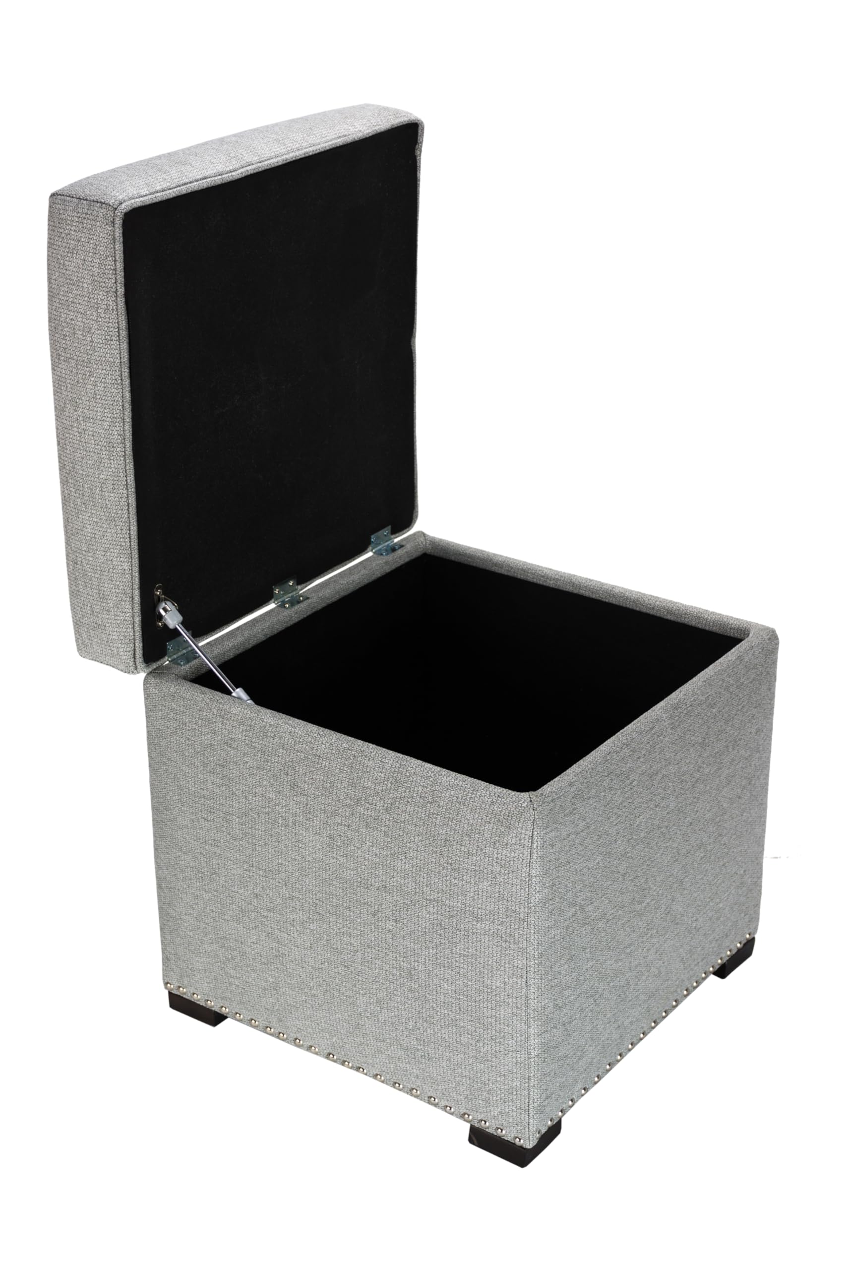 MJL Furniture Designs Tami Square Fabric Upholstered Storage Ottoman with Removable Cushion - Stone Gray - Versatile Living Room Footrest, Coffee Table & Hidden Storage Solution