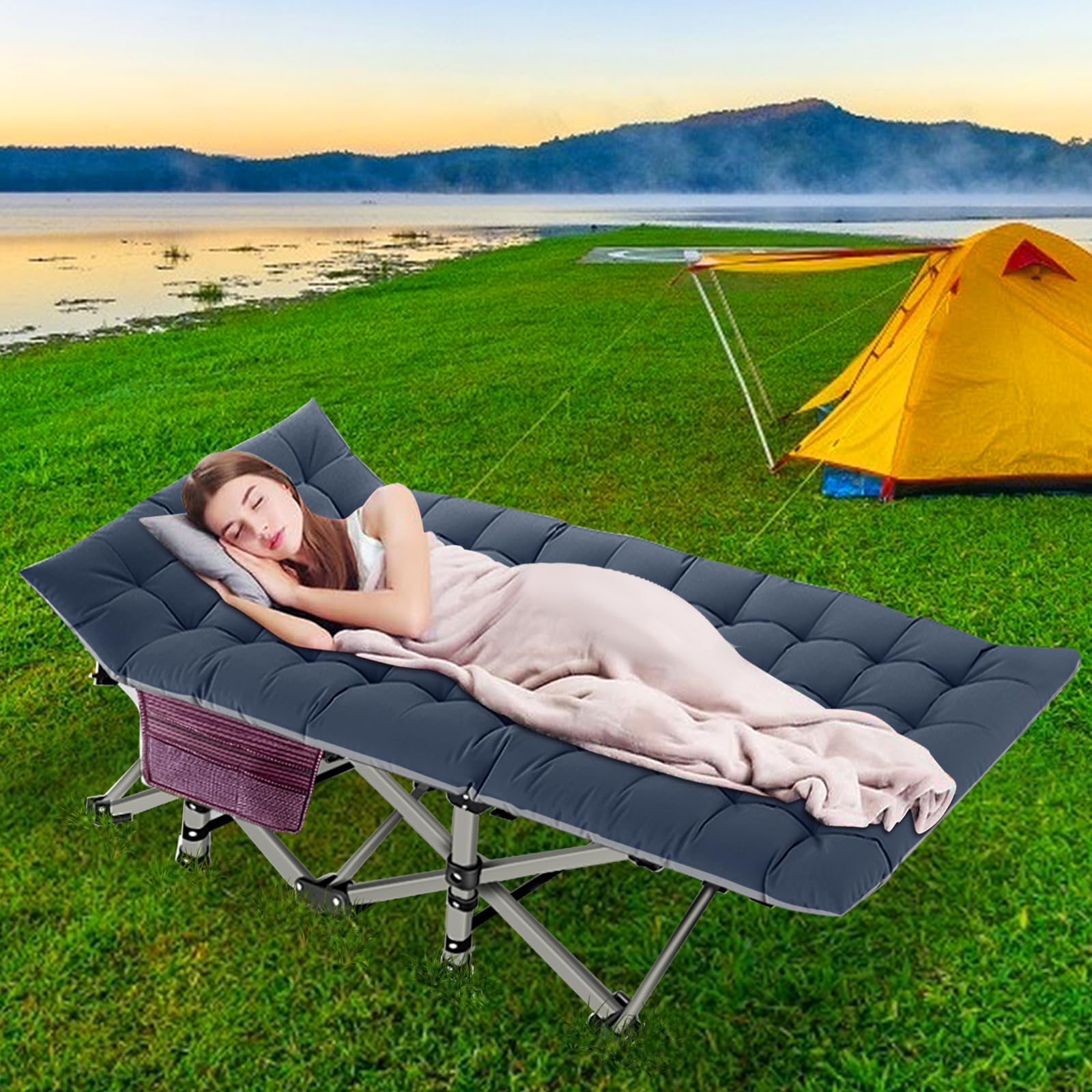 DoCred 2-Pack Heavy Duty Folding Camping Cot with Mattress for Adults - Portable Sleeping Bed for Outdoor, Travel & Emergency Use - Includes Carry Bag - Supports 500lbs - Perfect for Camping, Hiking, Backpacking & Guest Beds