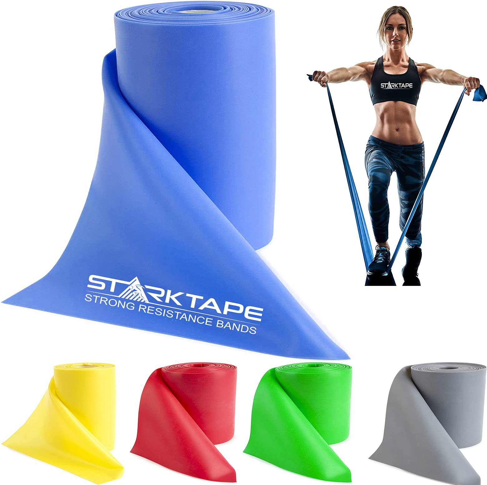 Premium Resistance Bands Set - 8, 16, 25, 50 Yards Bulk Rolls | Latex-Free Elastic Therapy Bands for Home Workouts, Yoga, Pilates & Physical Rehab | No Scent, No Powder | Ideal for Strength Training, Fitness, Stretching & Recovery Exercises
