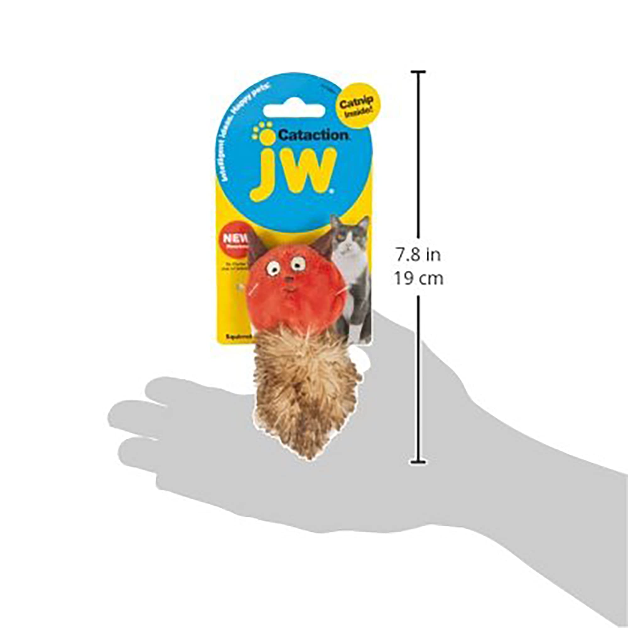 JW Cataction Catnip Squirrel Toy - Colorful Interactive Cat Toy with Natural Catnip - Perfect for Playtime, Exercise & Mental Stimulation for Indoor Cats