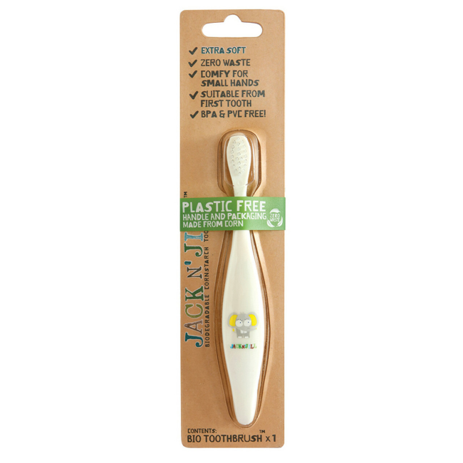 Organic Kids Toothbrush - Jack & Jill Bio Elephant Design | BPA-Free, Eco-Friendly Bamboo Toothbrush for Children | Perfect for Home, Travel & School Use