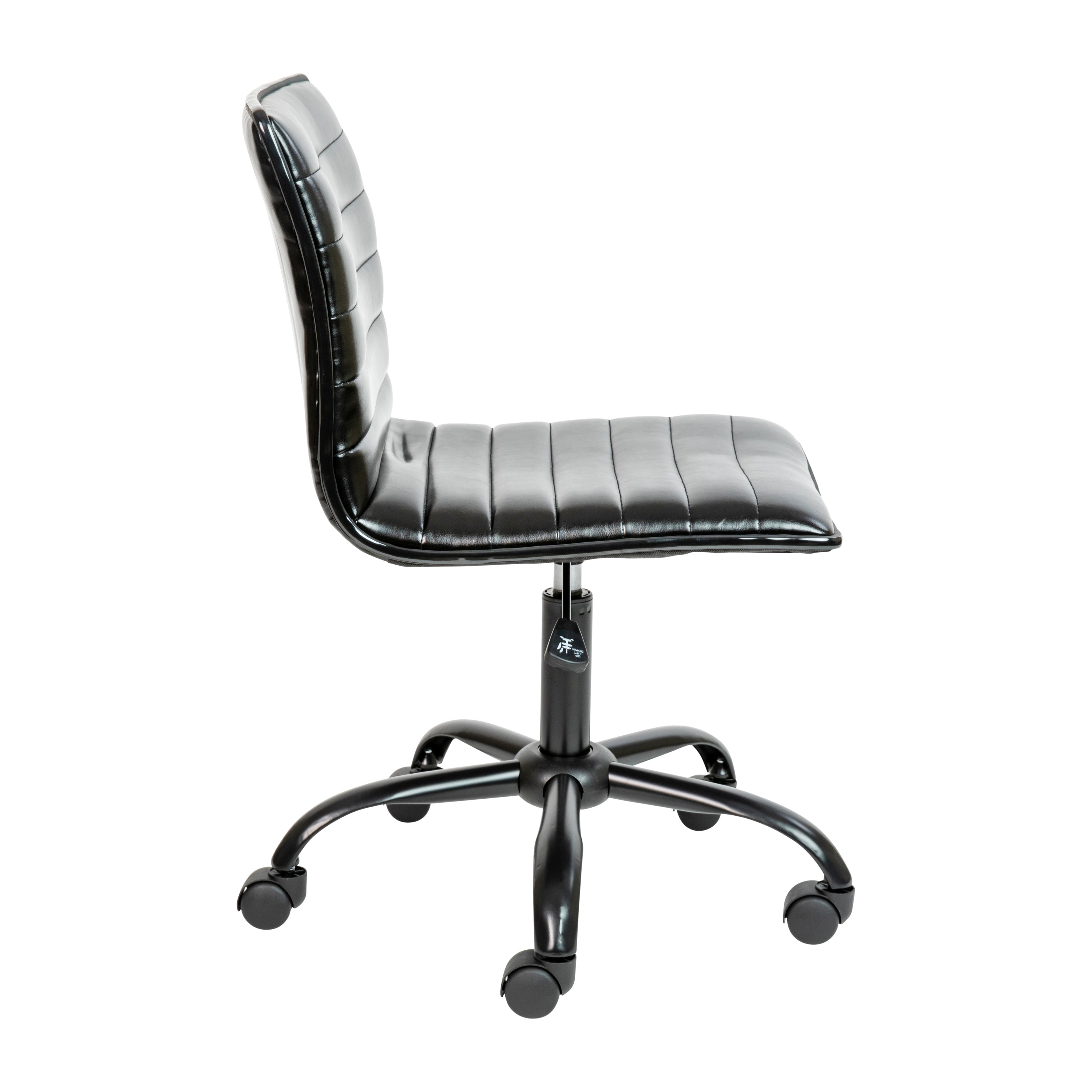 Ergonomic FLASH Alan Low Back Armless Swivel Office Chair - Black Ribbed Upholstery with Durable Black Frame & Base - Perfect for Home Office, Study, or Workspace