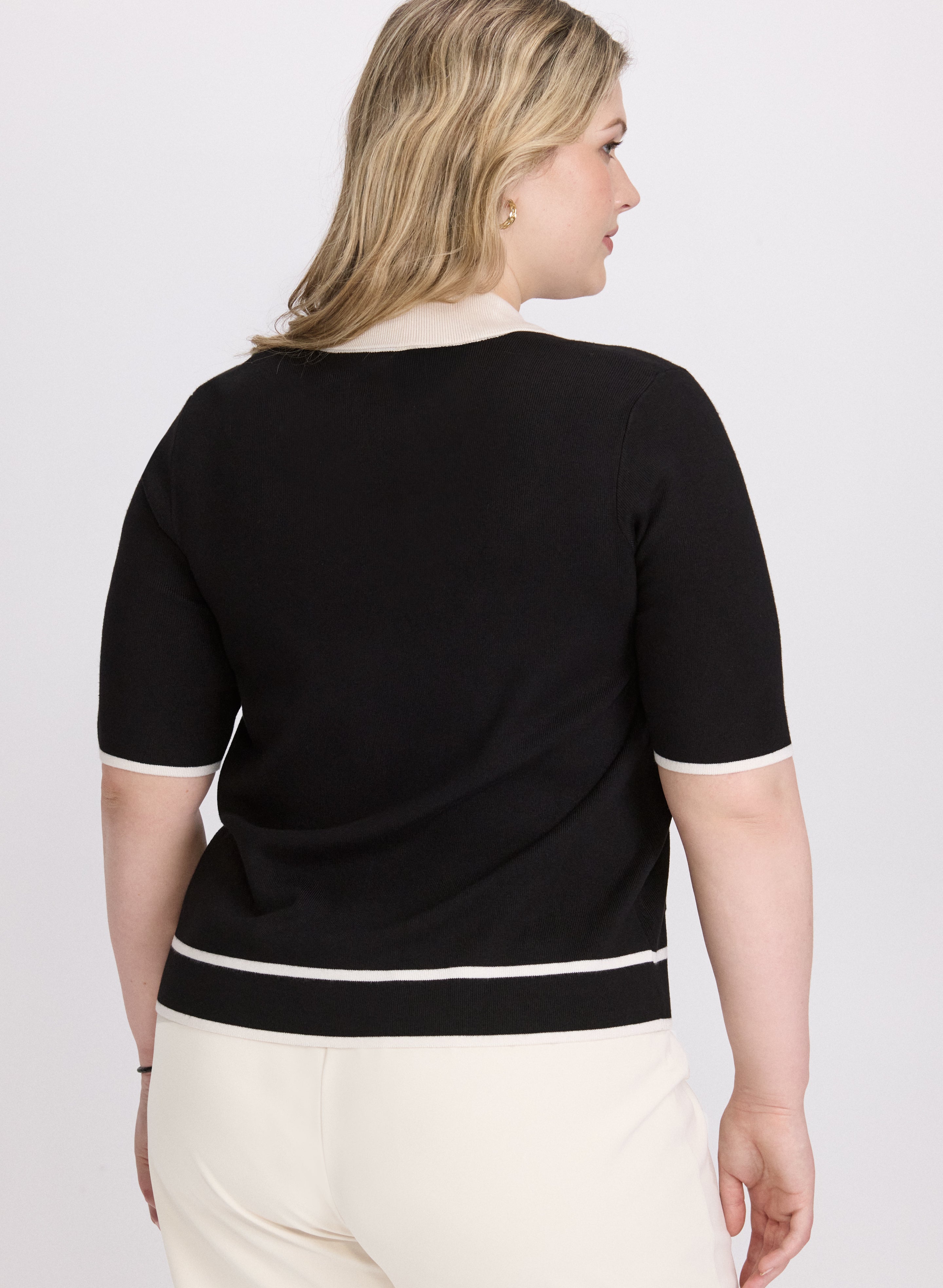 Men's Contrast Knit Polo Shirt - Stylish Casual & Business Wear for Work, Golf & Everyday Outfits