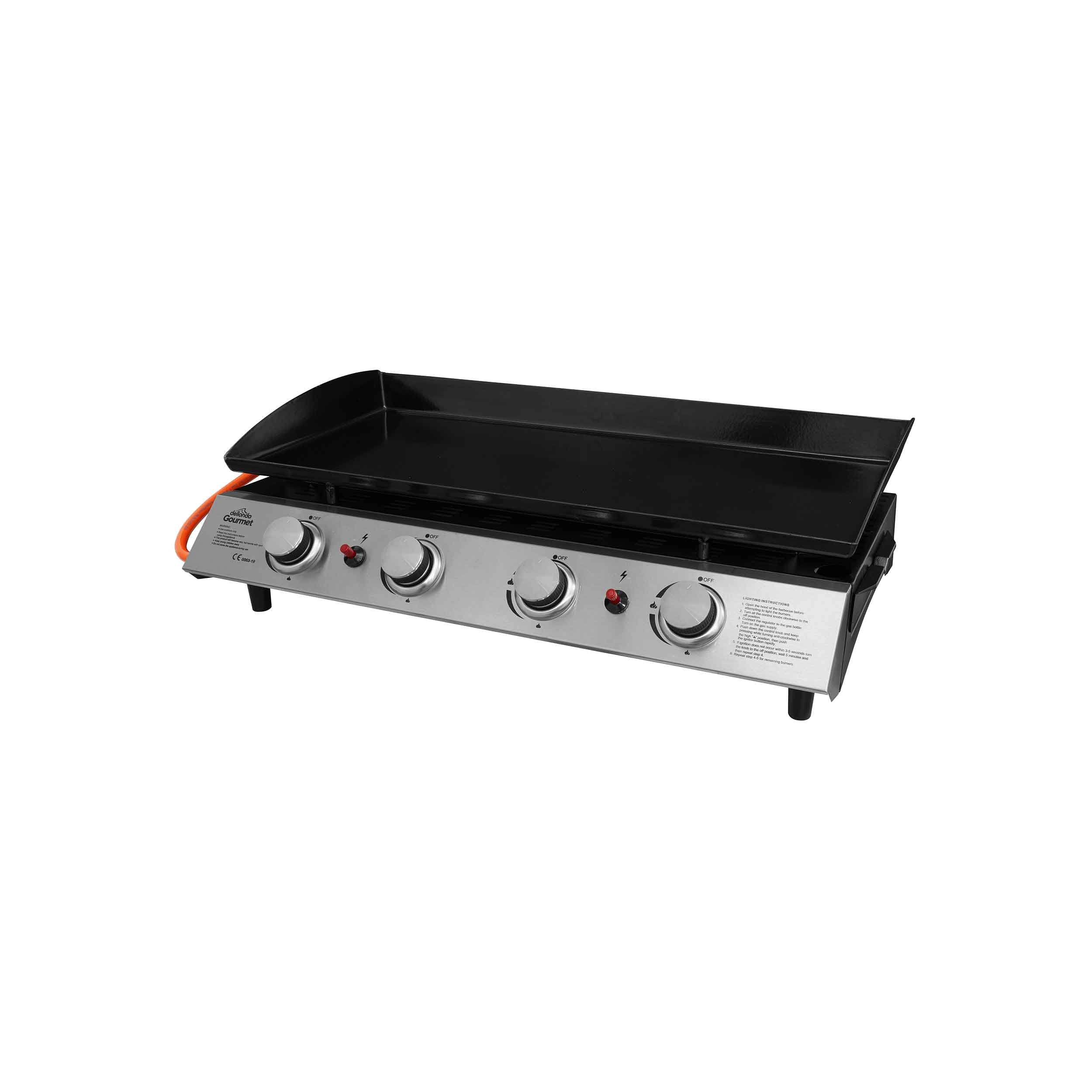 4 Burner Portable Gas Griddle 10kW BBQ Grill, Stainless Steel Outdoor Cooking Station - Perfect for Backyard Parties, Camping & Tailgating
