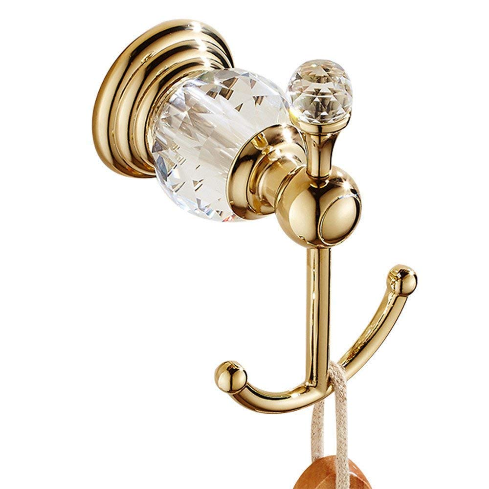 Golden Bathroom Accessories Set - Crystal Towel Bar & Wall Mounted Hooks for Luxury Bathrooms