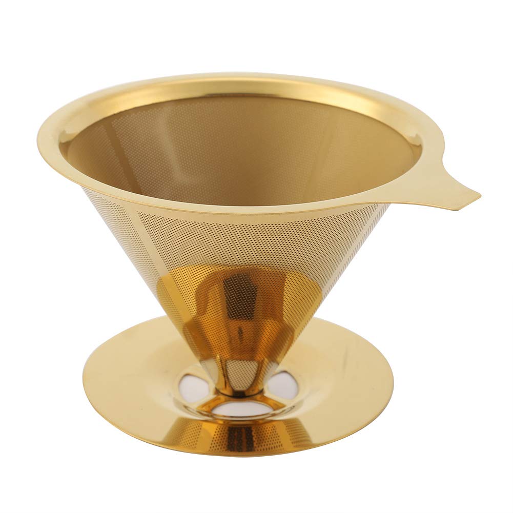 Stainless Steel Coffee Dripper with Cup Stand - Reusable Pour Over Filter for Home & Office Brewing