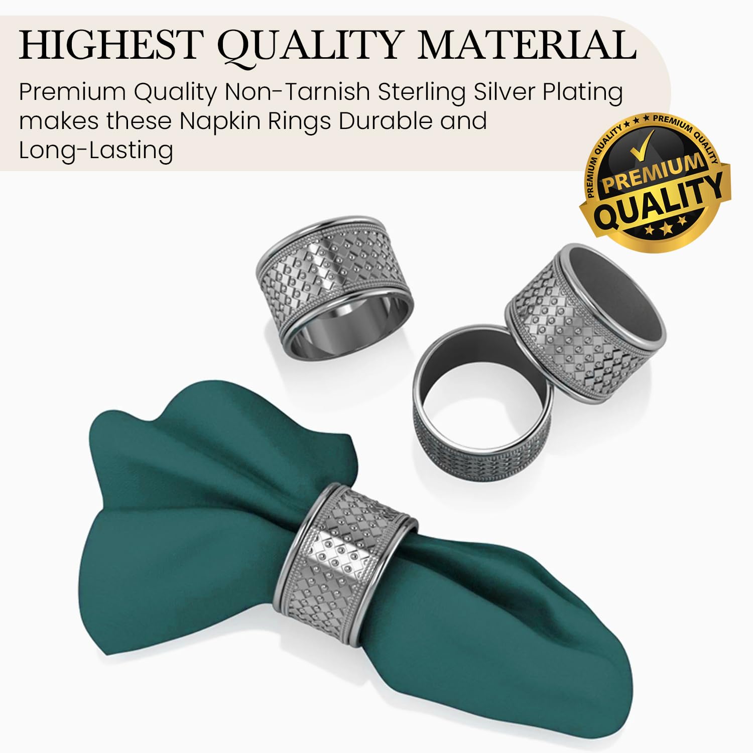 Elegant Gothic Silver-Plated Engravable Napkin Rings for Wedding, Dining & Special Occasions - Personalized Stainless Steel Tableware Set in Premium Gift Box - Perfect for Fine Dining, Holiday Decor & Bridal Shower Gifts