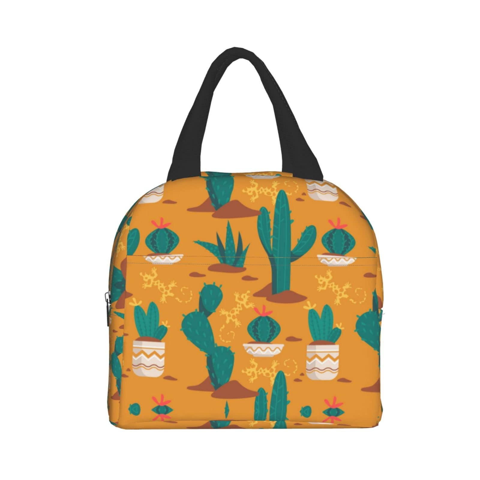 Cactus Print Insulated Lunch Box - Reusable & Portable Meal Container for Men & Women - Perfect for Work, Travel, Picnic & Outdoor Activities
