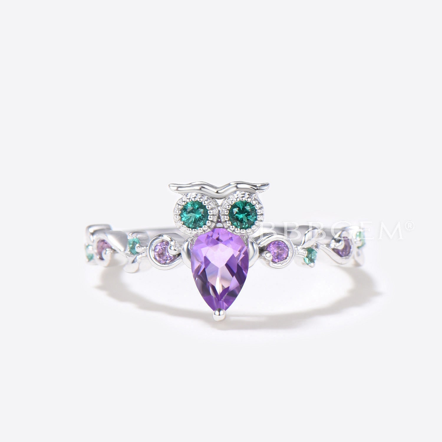 Owl Amethyst Engagement Ring - Pear Cut Twig Vine Design for Women | Perfect for Weddings, Proposals & Anniversary Gifts