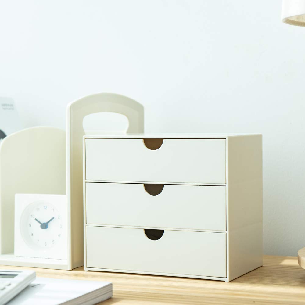 3-Drawer Vanity Organizer - Compact Storage Drawer Set for Cosmetics, Makeup, Jewelry & Office Supplies | Perfect for Bathroom Countertop, Dorm Room, Desk & Vanity Organization | Space-Saving Mini Size