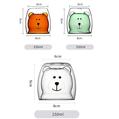 Kawaii Bear Transparent Mug - Cute Aesthetic Glass Cup for Milk, Juice & Coffee - Perfect Gift for Tea Lovers & Anime Fans - 1 Pack (12oz) - Ideal for Home, Office & Gifts
