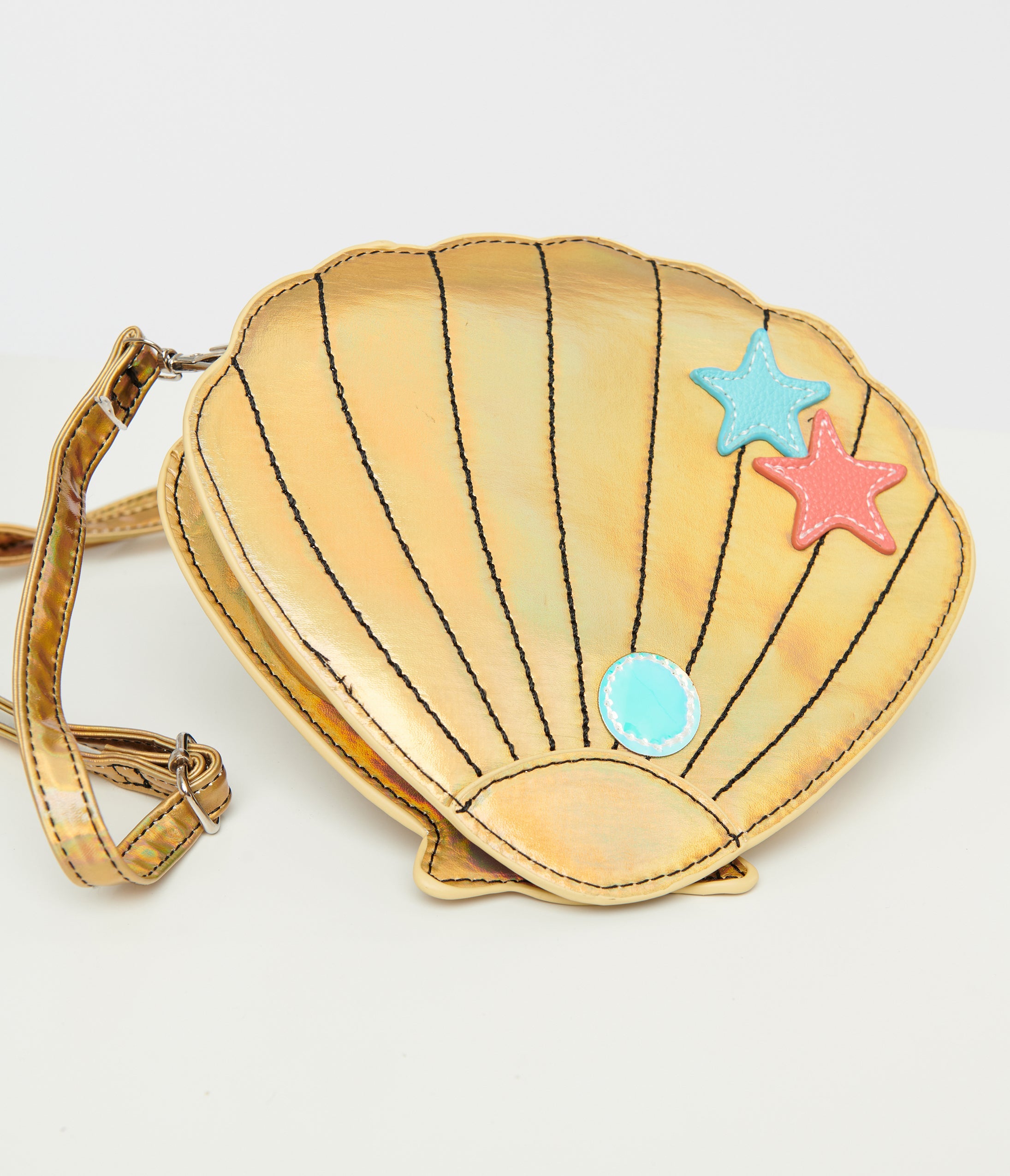 Stylish Metallic Gold Seashell Crossbody Bag for Women - Trendy Beach Party & Summer Vacation Accessory