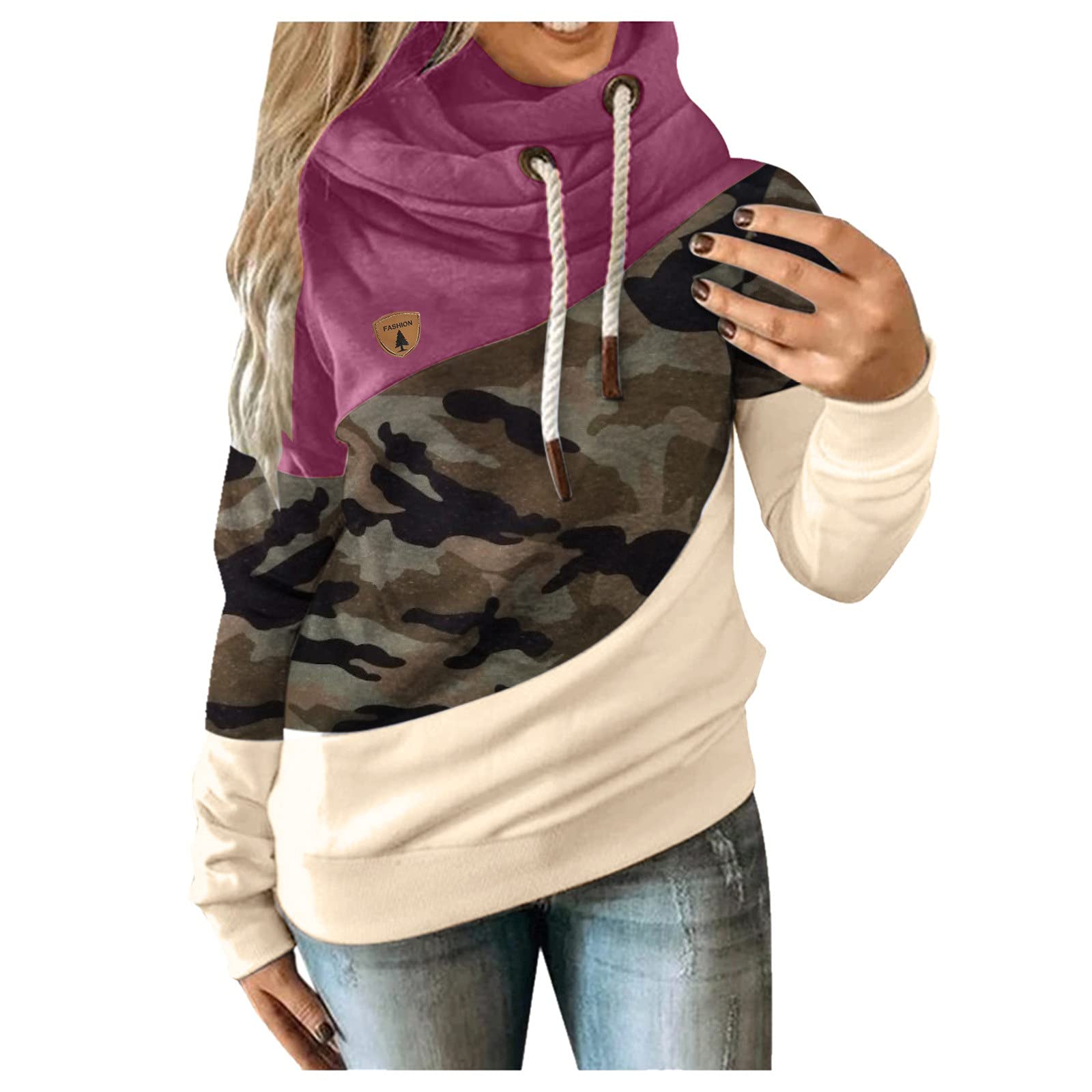 Women's Long Sleeve Zip Up Hoodie with Contrast Strap & Camo Print - Stylish Streetwear Sweatshirt for Gym, Running, Hiking | Fall Winter Fashion Layering | Perfect for Coffee Dates, Travel, Weekend Adventures | Cozy Loungewear for Home & Office | Outdoor Activities, Casual Wear, Everyday Comfort | Ideal for Workouts, Errands, Relaxing at Home, and Outdoor Adventures | Great for Yoga, Jogging, Camping, and Casual Outings | Versatile for Work, School, Shopping, and Social Events