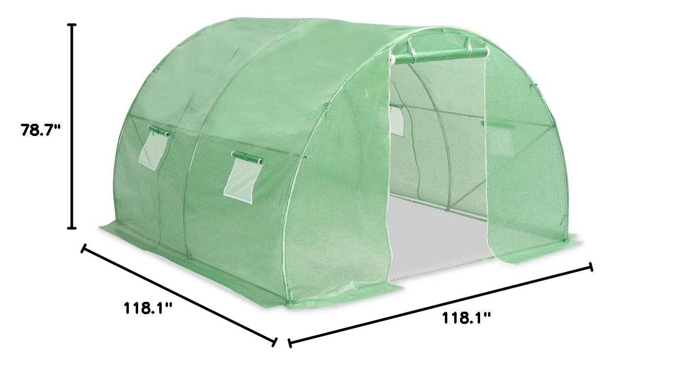 96.9 ft² Walk-in Greenhouse Tent with Ventilation & Door - Outdoor Plant Protection for Fruits, Vegetables & Flowers - Ideal for Gardening, Backyard Farming & Year-Round Plant Growth (118.1