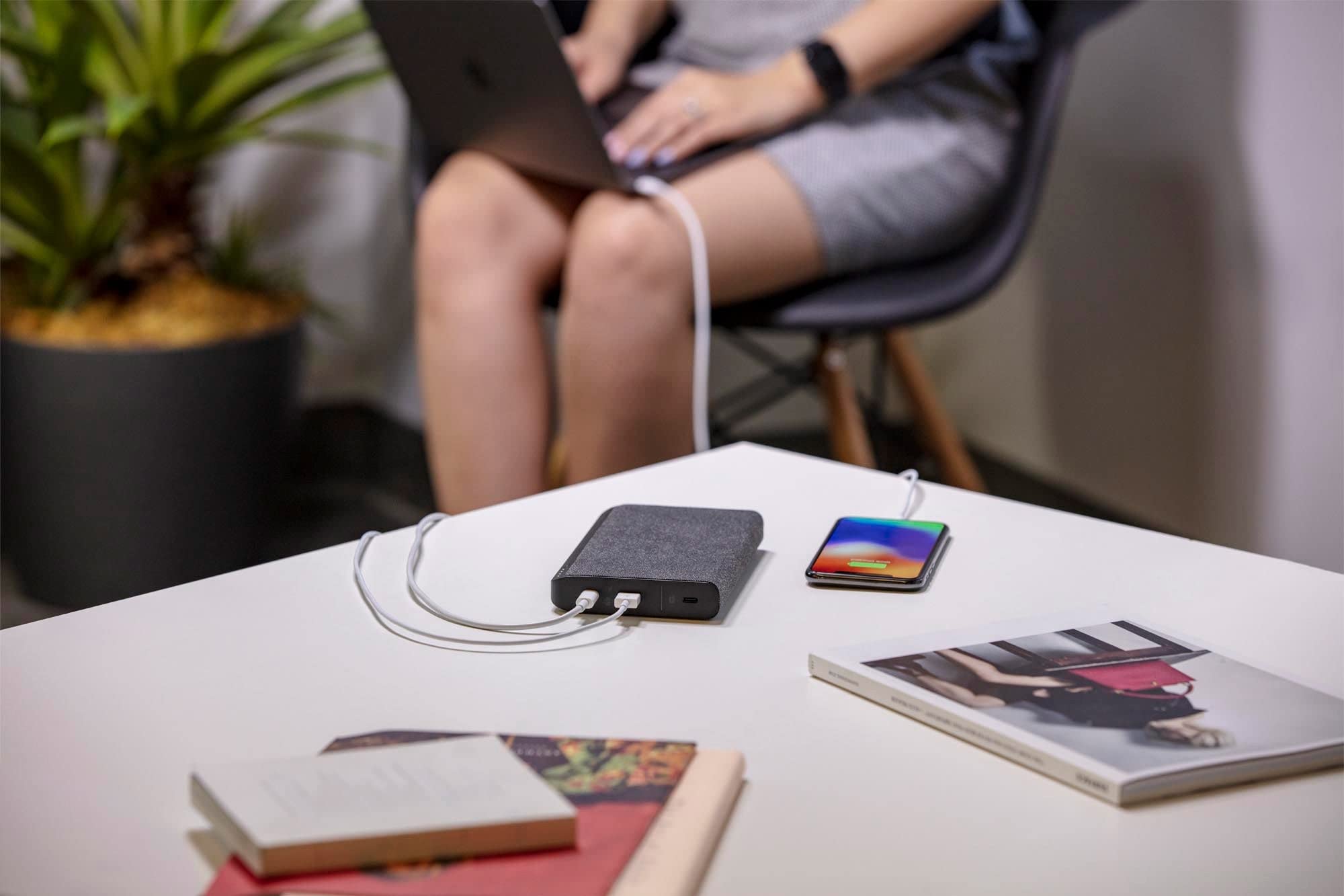 Mophie 26,000mAh USB-C PD Fast Charging Power Bank for Laptop, MacBook Air, iPad, iPhone, Galaxy - Portable Charger for Work, Travel & Outdoor Adventures (Black)