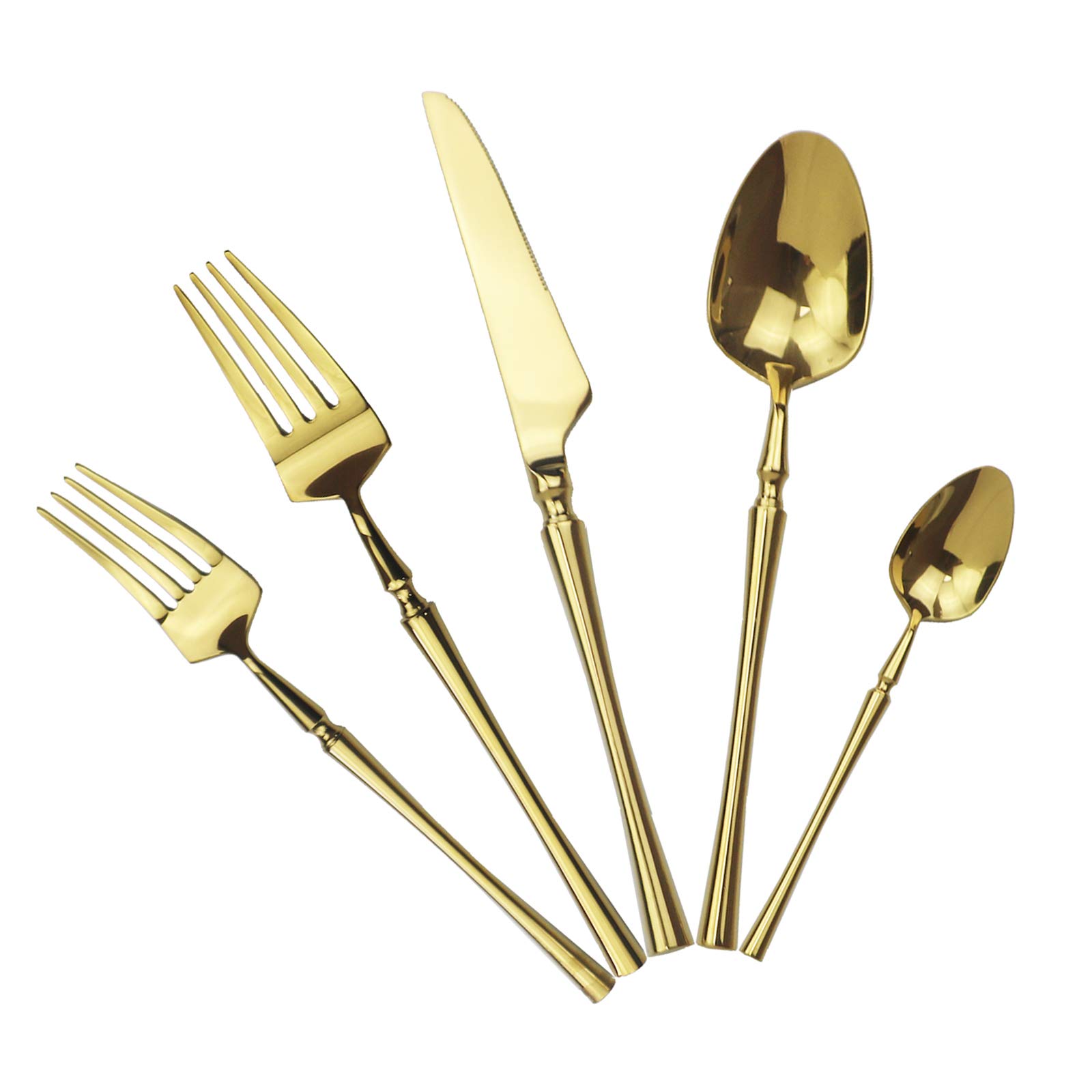 20-Piece Gold Flatware Set - 304 Stainless Steel Forks & Spoons - Luxury Mirror Polished Cutlery - Dishwasher Safe - Service for 4 - Perfect for Dinner Parties, Weddings & Upscale Dining