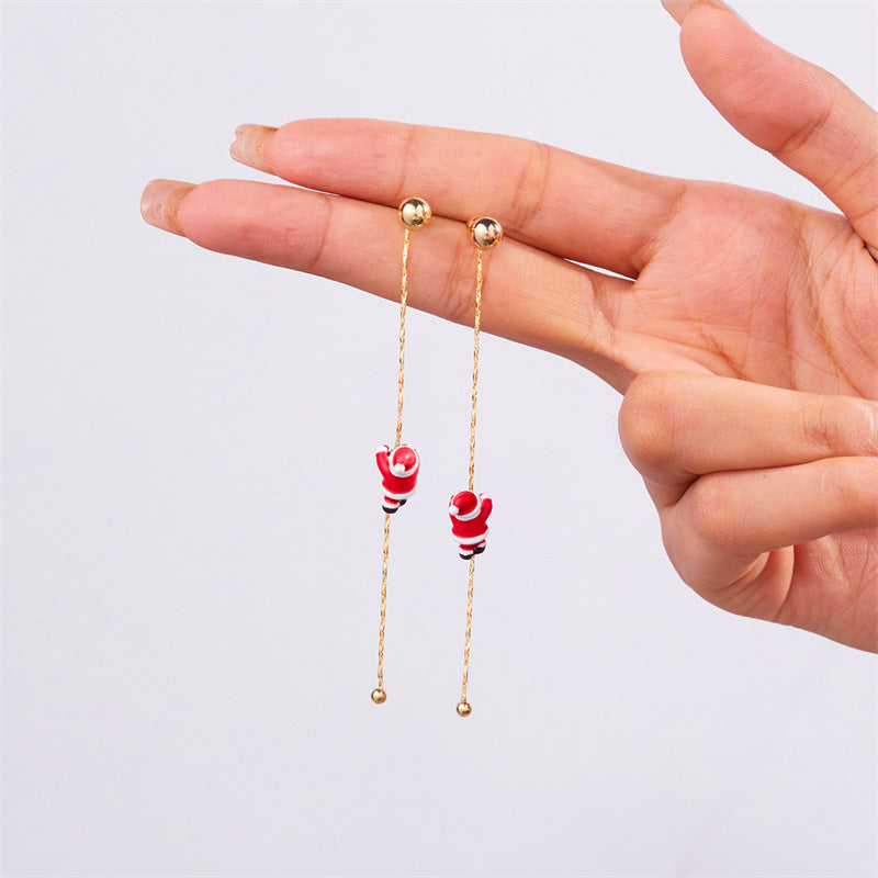 Festive Santa Claus Snowman Sleigh Reindeer Tassel Christmas Earrings for Women | Holiday Party Jewelry Gift | Perfect for Xmas Celebrations & Winter Festivities