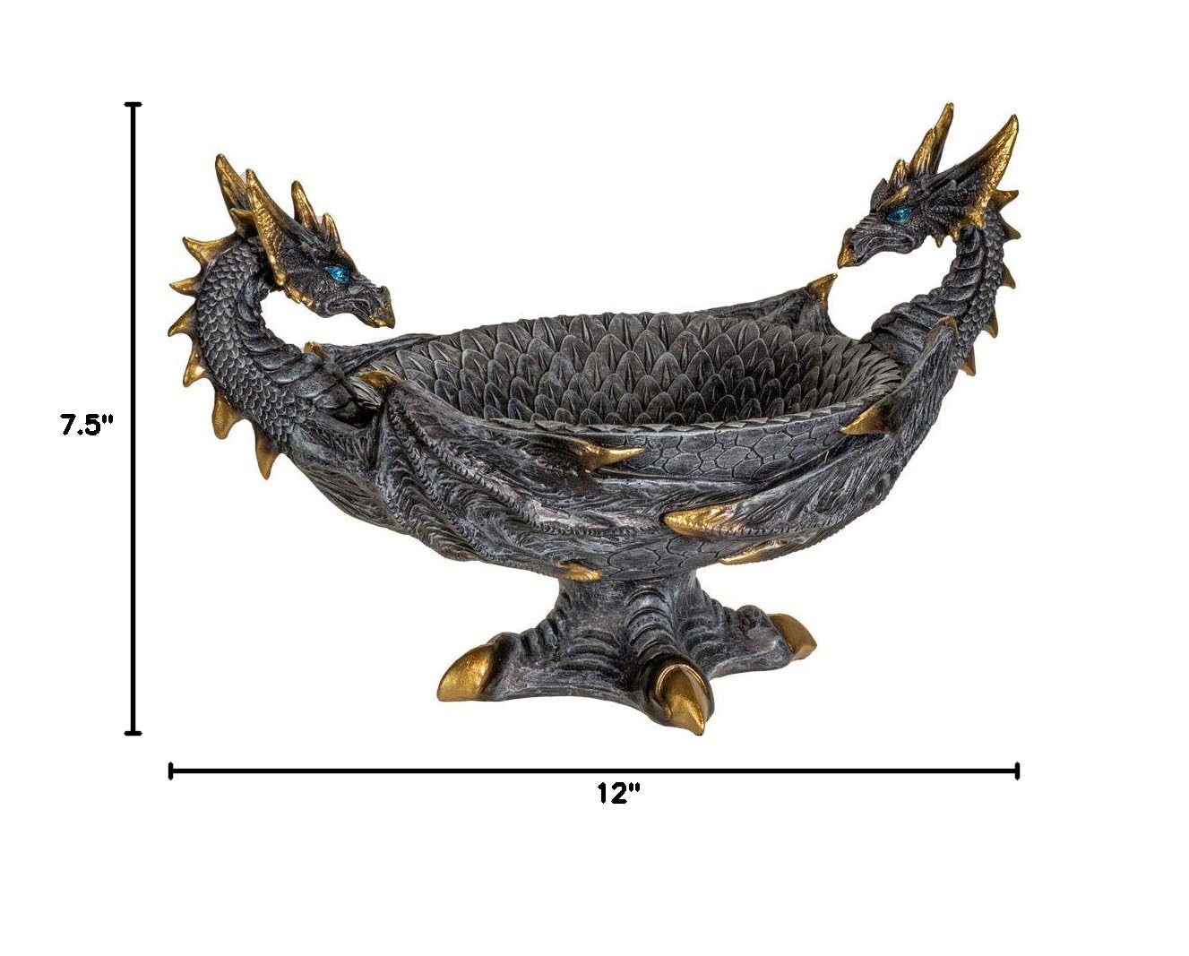 Pacific Giftware Double Dragon Resin Figurine Ceremonial Altar Bowl - Handcrafted Asian Home Decor for Feng Shui, Meditation & Spiritual Rituals