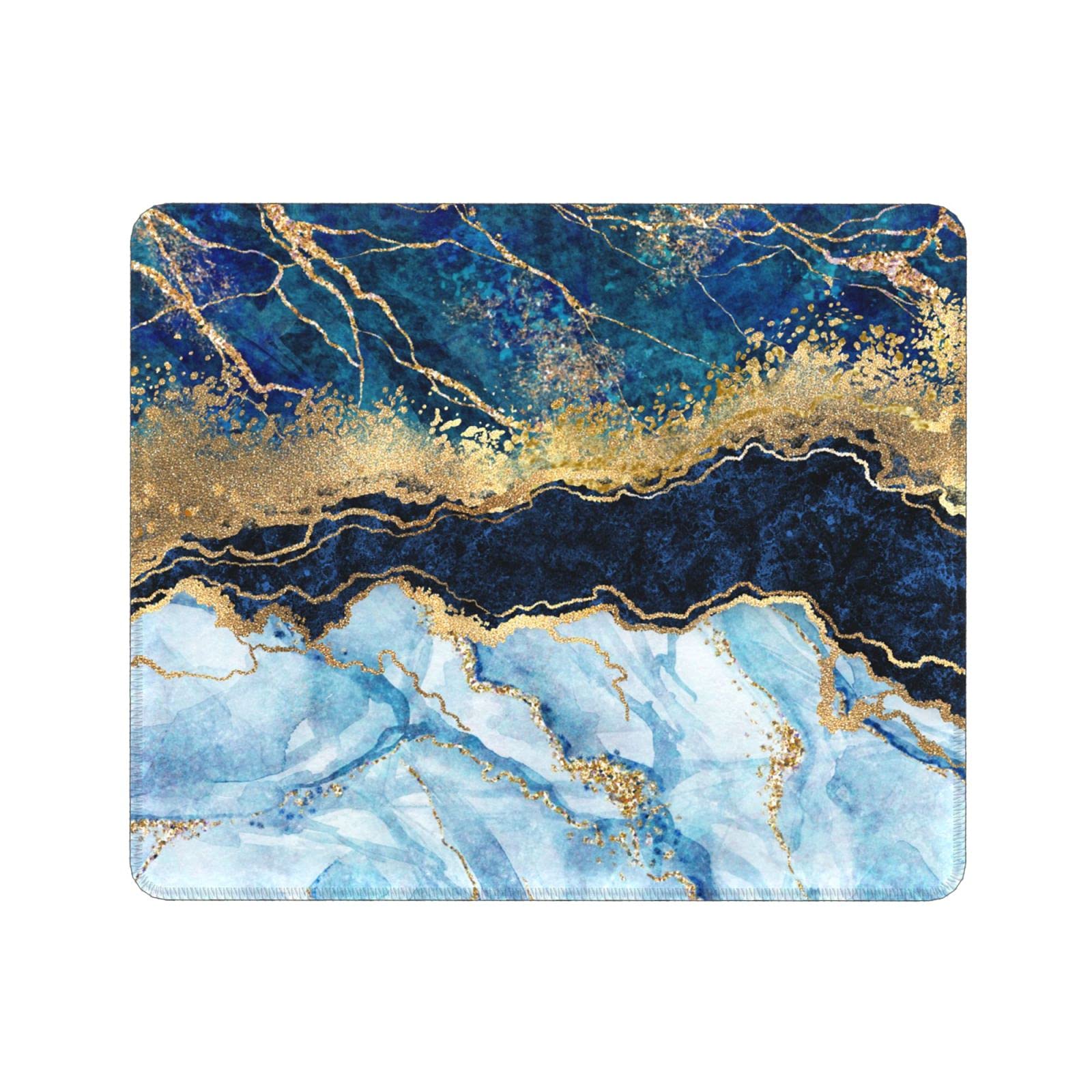 Premium Blue Gold Marble Mouse Pad - Non-Slip Rubber Base Wireless Mouse Mat for Gaming, Laptop & Office Work | Waterproof & Durable Computer Desk Accessory | Perfect for Home Office, Gaming Setup & Professional Workspaces