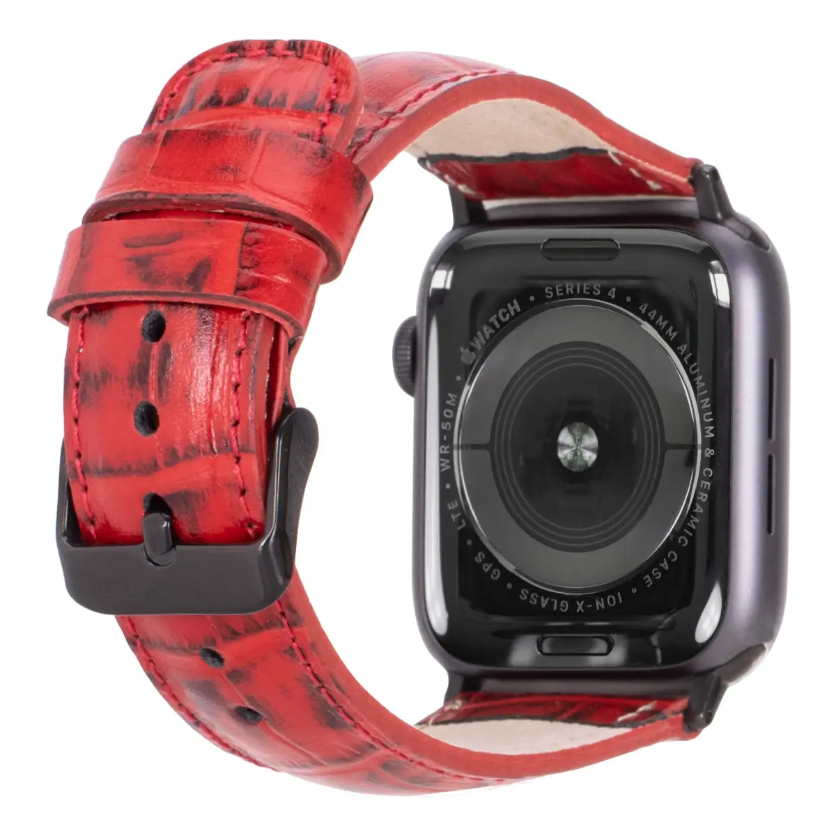 Genuine Red Crocodile Pattern Leather Apple Watch Band - Classic Luxury Strap for Apple Watch Series 9/8/7/SE - Perfect for Business, Formal Events & Everyday Wear