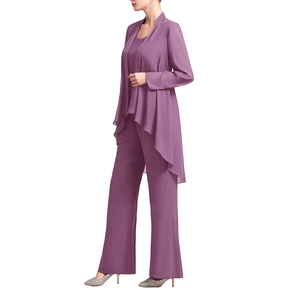 Zongqiven Women's 3-Piece Chiffon Pant Suit Set - Elegant Mother of The Bride Outfit for Weddings, Evening Parties & Special Occasions | Perfect for Wedding Guests, Formal Events & Celebrations