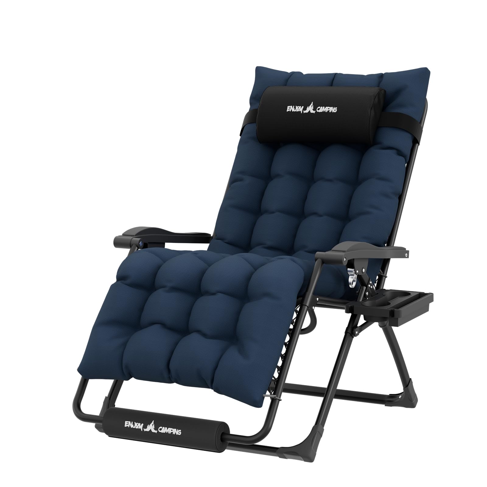 UDPATIO Oversized Zero Gravity Chair 29In XL Patio Reclining Chair with Cushion - Heavy Duty 500LB Capacity Outdoor Folding Adjustable Recliner with Cup Holder, Foot Rest & Padded Headrest - Perfect for Backyard, Poolside, Beach and Camping Relaxation