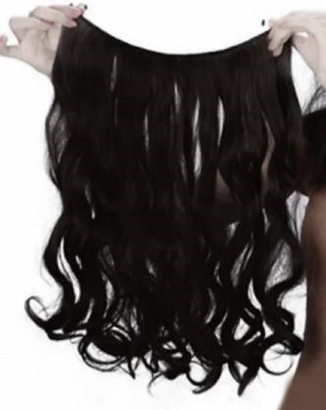 Abrish 5-Clip Curly Black Synthetic Hair Extensions 24 Inch | Natural Look & Feel Like Human Hair | Perfect for Daily Wear, Parties & Cosplay