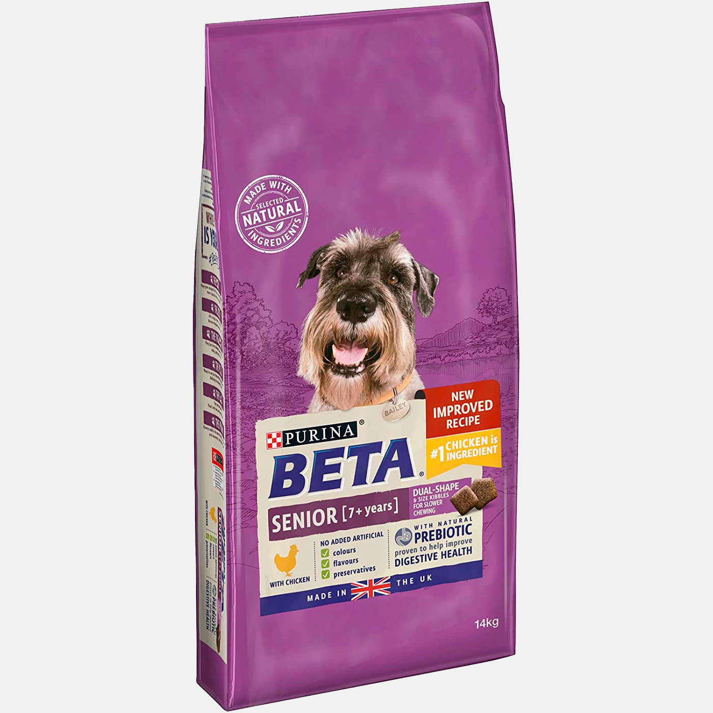 Purina Beta Senior Dry Dog Food with Chicken - 14KG Bag for Adult & Aging Dogs | High Protein, Joint Support | Ideal for Daily Feeding & Senior Dog Care