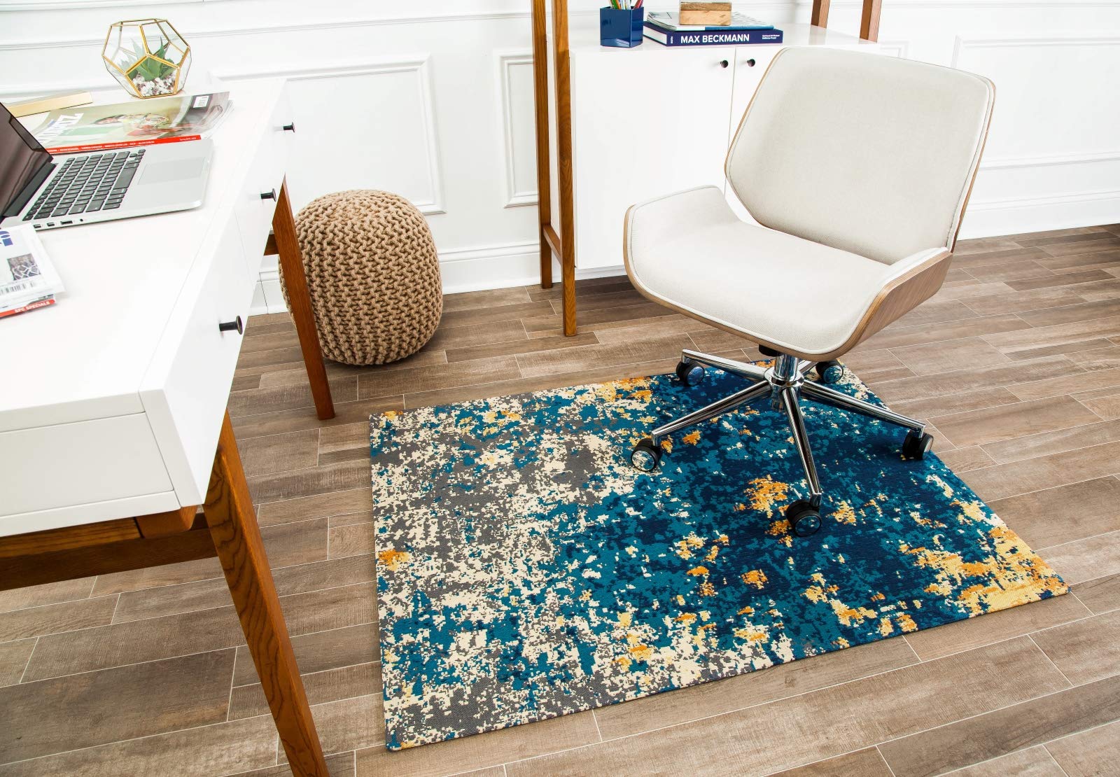 Premium Anti-Slip Office Chair Mat - Jacquard Woven Top for Desks, Protects Low Pile Carpets & Hard Floors - Non-Slip Design for Home & Office Workspaces - Bilbao Style (40
