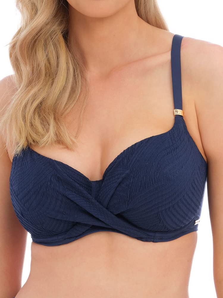 Fantasie Women's Ottawa Underwire Wrap Full Cup Bikini Swim Top - Supportive Plus Size Swimwear for Women 38F, Ink Blue - Perfect for Beach Vacations, Pool Parties & Summer Getaways