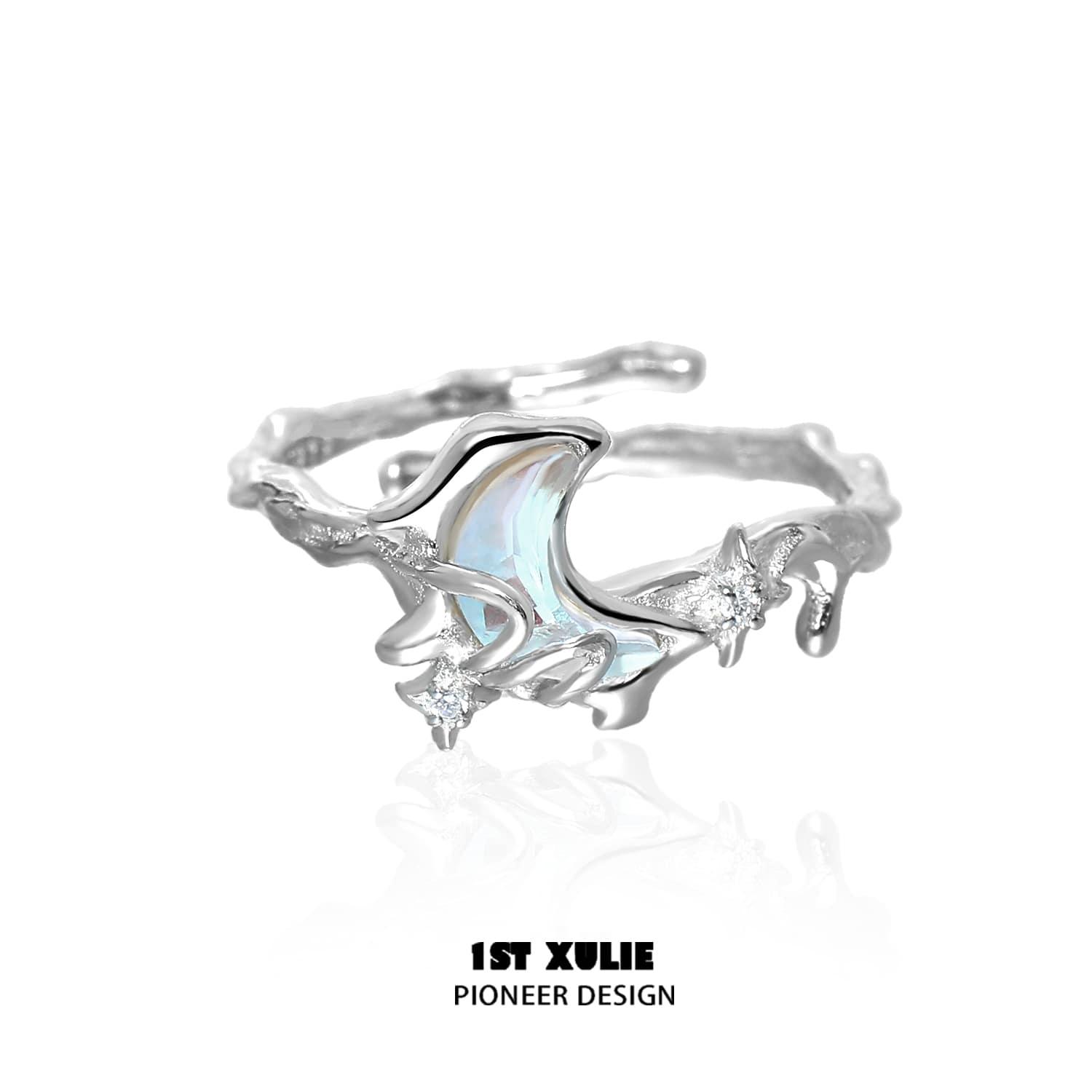 Melting Crescent S925 Sterling Silver Moon Rings for Women - Dainty Celestial Jewelry for Everyday Wear & Special Occasions